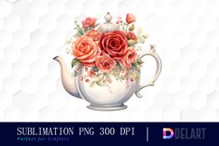 Watercolor Valentine Teacup Clipart Design Product Image 1