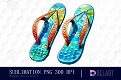 Watercolor Pair of Beach Flip Flops PNG Clipart Product Image 1