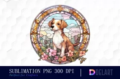 Watercolor Stained Glass Gothic Dog Clipart, Artwork Product Image 1