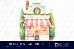 Watercolor Christmas Dessert Shop Clipart, Illustration PNG Product Image 1