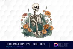 Skeleton Wildflower Watercolor Clipart Set Product Image 1