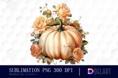 Watercolor Boho Pumpkin Floral Clipart Fun Product Image 1