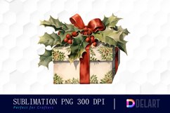 Watercolor Vintage Christmas Clipart, Sublimation Art Product Image 1