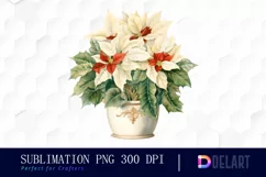 Watercolor White Poinsettia Christmas Clipart Design Product Image 1