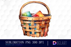 Watercolor Wood Basket Illustration PNG Product Image 1