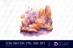 Watercolor Pastel Rock Pool Clipart, Sublimation Art Product Image 1