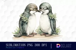 Watercolor Animal Couple Clipart, PNG Product Image 1
