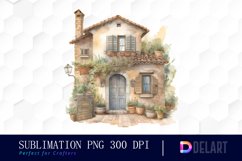 Watercolor Cozy Cottage Clipart, PNG Set Product Image 1