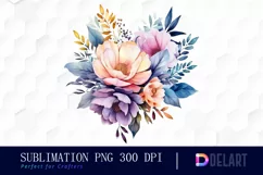 Watercolor Vintage Floral Bouquet Dreamy Clipart, Artwork Product Image 1