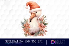 Watercolor Santa Flamingo Clipart, Sublimation Art Product Image 1