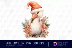 Watercolor Santa Flamingo Clipart, Sublimation Art Product Image 1