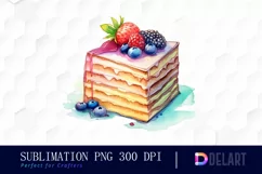 Watercolor Pastel of Slice of Cake Clipart Design Product Image 1