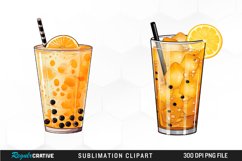 Watercolor Bubble Tea Sublimation PNG Clipart Product Image 1