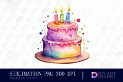 Watercolor Cute Birthday Cake PNG Clipart Product Image 1