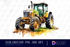 Watercolor Tractor Farm Field Clipart Fun Product Image 1