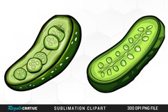 Cucumber Slice Watercolor Clipart Product Image 1
