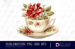 Watercolor Christmas Teacup Floral Clipart set Product Image 1