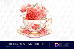 Watercolor Valentine Teacup Clipart Design Product Image 1