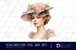 Watercolor Pastel Victorian Lady PNG Clipart Product Image 1