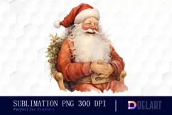 Watercolor Santa Claus Clipart, PNG Product Image 1