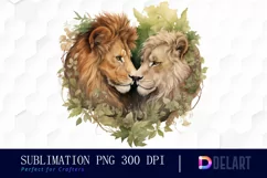 Watercolor Animal Couple Clipart, PNG Product Image 1