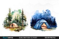 Watercolor Night Tents Design Clipart Product Image 1