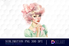 Watercolor Retro Pin Up Girl Clipart, Sublimation Art Product Image 1