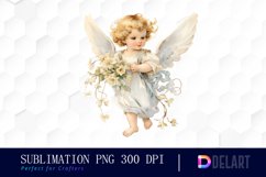 Watercolor Vintage Cupid Clipart, Illustration PNG Product Image 1