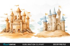 Watercolor Sandcastle Sublimation Art Clipart Product Image 1