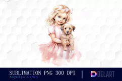 Watercolor Vintage Cute Baby Girl Clipart Image Product Image 1