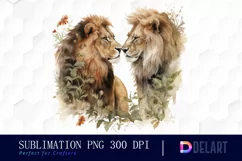 Watercolor Animal Couple Clipart, PNG Product Image 1