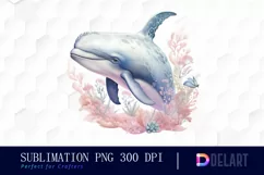 Watercolor Pastel Ocean Life Clipart, PNG Product Image 1