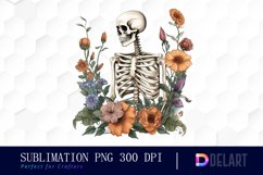 Skeleton Wildflower Watercolor Sublimation Clipart Product Image 1