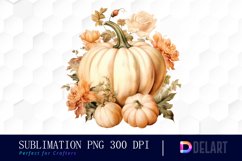 Watercolor Boho Pumpkin Floral Clipart Product Image 1