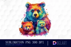 Watercolor Baby Bear Family Clipart Product Image 1