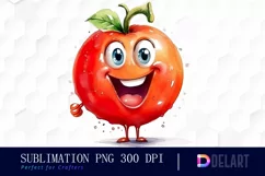 Watercolor Funny Cartoon Tomato PNG Clipart Product Image 1