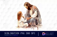 Watercolor Jesus Christ Helping Humans PNG Clipart Product Image 1