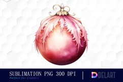 Watercolor Pink Christmas Clipart Design Product Image 1
