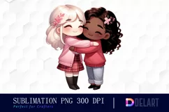 Watercolor Valentines Day Girl Clipart, Sublimation Art Product Image 1