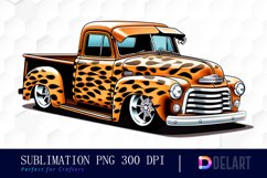 Leopard Vintage Truck Watercolor Clipart PNG Product Image 1