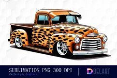 Leopard Vintage Truck Watercolor Clipart PNG Product Image 1