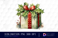 Watercolor Vintage Christmas Clipart, Sublimation Art Product Image 1