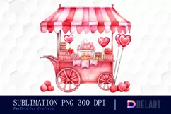 Watercolor Valentines Candy Shop Clipart, Sublimation Art Product Image 1