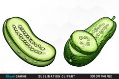 Cucumber Slice Watercolor Clipart Product Image 1
