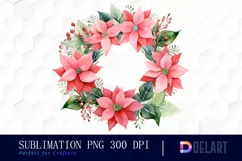 Watercolor Pink Poinsettia Clipart, Sublimation Art Product Image 1
