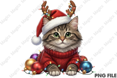 Christmas Cat with Antlers Png Product Image 1