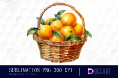 Watercolor Basket Full Of Oranges PNG Clipart Product Image 1