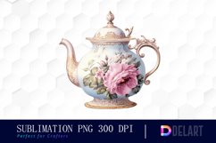 Watercolor Vintage Tea Cup Floral Party Clipart Product Image 1
