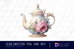 Watercolor Vintage Tea Cup Floral Party Clipart Product Image 1
