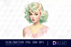 Watercolor Retro Pin Up Girl Clipart, Artwork Product Image 1